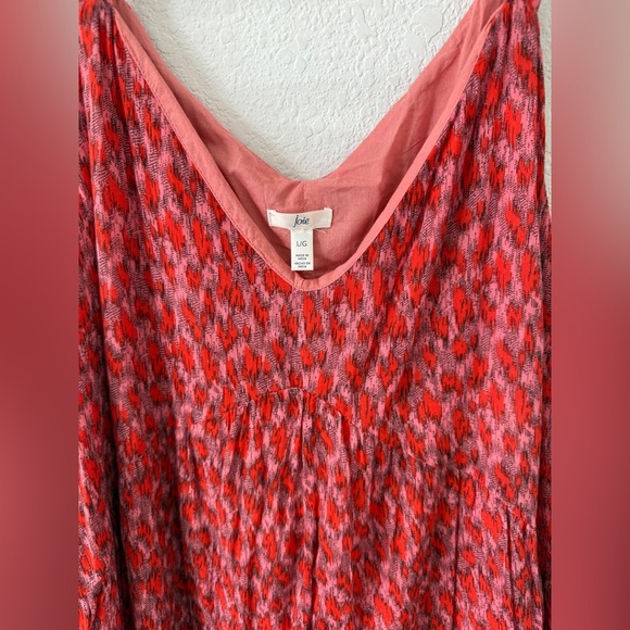 Anthropologie Joie Flowy Cotton Red and Pink Patterned Tiered Maxi Dress - Picture 3 of 7